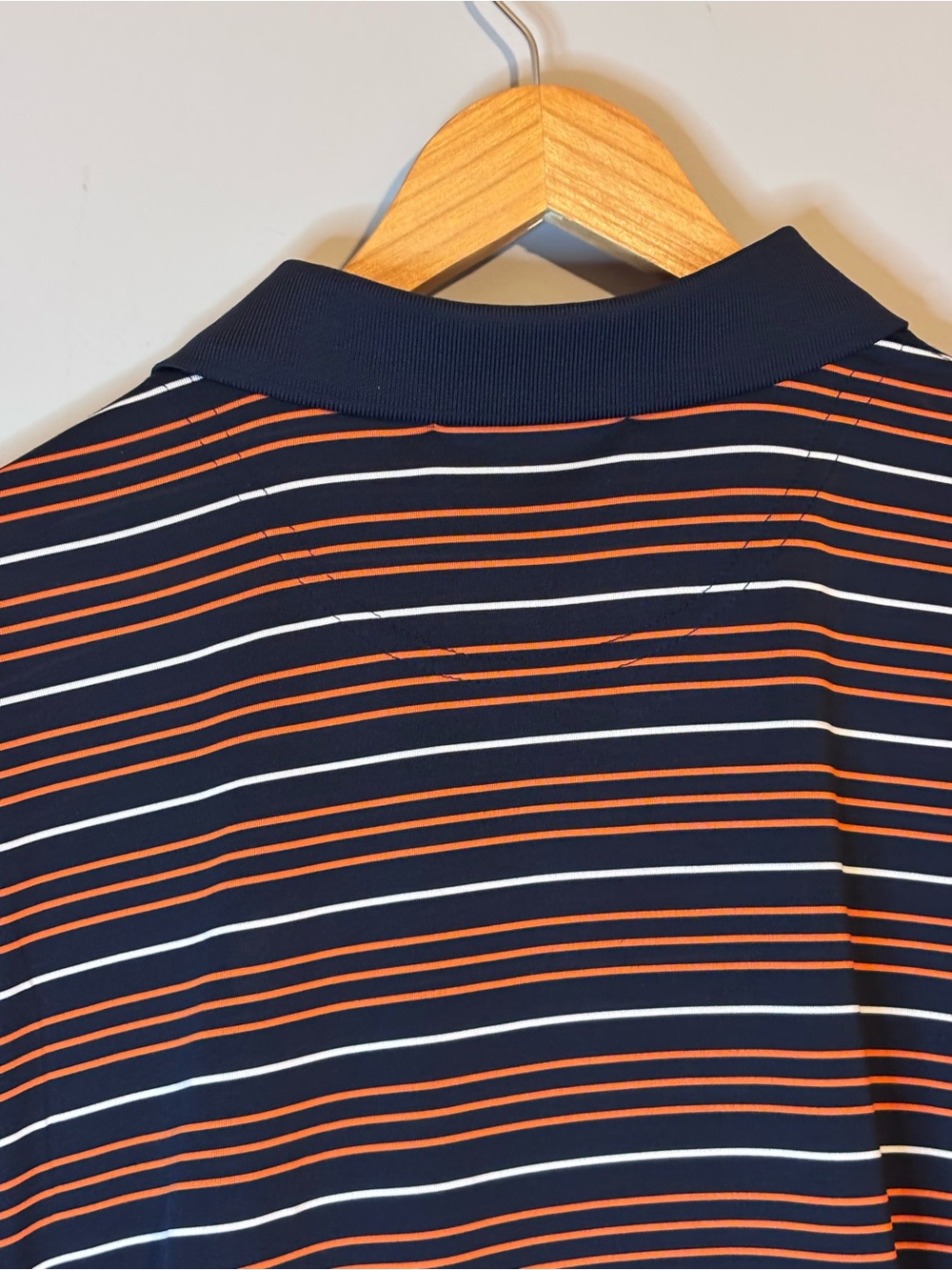 Auburn Men's Navy and Orange Striped Polo Shirt Athleisure Size XL - Picture 8 of 8